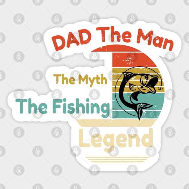 Funny Fishing Design Dad Gift Men Papa Fisherman Daddy Pop Fish Bass Hunting Sticker by WassilArt